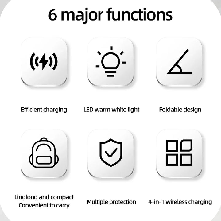 4 in 1 QI2 Wireless Charger Fast Charging Dock Stand Night Light For Magsafe iPhone 16 15 14 Pro Max Airpods Pro 2-8 Apple Watch