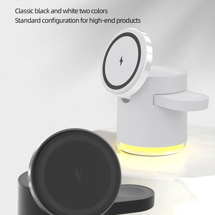 4 in 1 QI2 Wireless Charger Fast Charging Dock Stand Night Light For Magsafe iPhone 16 15 14 Pro Max Airpods Pro 2-8 Apple Watch