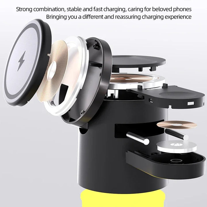 4 in 1 QI2 Wireless Charger Fast Charging Dock Stand Night Light For Magsafe iPhone 16 15 14 Pro Max Airpods Pro 2-8 Apple Watch