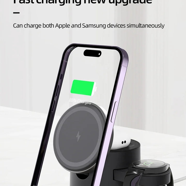 4 in 1 QI2 Wireless Charger Fast Charging Dock Stand Night Light For Magsafe iPhone 16 15 14 Pro Max Airpods Pro 2-8 Apple Watch